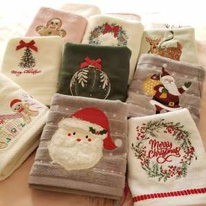 Serviette de fête de Noël personnalisée avec logo brodé en coton, cadeau de vacances, ensemble décoratif pour la cuisine, les mains, le visage, la salle de bain, l'hôtel, le spa - Product Image 1