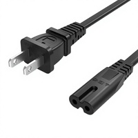 Stromkabel mit zwei flachen Leitern und Acht-förmigem Stecker, Adapterkabel aus reinem Kupfer, UL-konform, weißer Acht-förmiger Stecker