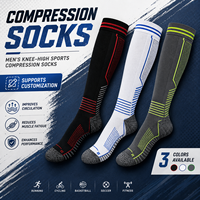 Chaussettes de compression personnalisées avec logo OEM, douces, à compression graduée, hauteur genou, pour la course à pied, l'athlétisme, la randonnée, chaussettes de compression pour hommes