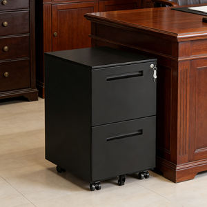 Armoire de classement mobile en acier à 2 tiroirs verrouillables avec roulettes, design peu encombrant pour le rangement à domicile et au bureau - Product Image 6