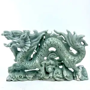 Toptan doğal taş el yapımı Hsiuyen yeşim el sanatları dekorasyon için sıcak satış çin ejderha XiuYan yeşim