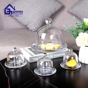 <span class=keywords><strong>Plat</strong></span> à dessert de style européen avec dôme en verre, ensemble de citronnades, plateau à gâteau avec couvercle, petit couvercle, <span class=keywords><strong>cloche</strong></span> en verre transparent avec plateau pour mariage - Product Image 1