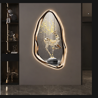 Décoration Murale Paysagère Cerf et Grue Imprimée avec Options d'Éclairage, Plusieurs Tailles Disponibles pour Salon, Hall d'Hôtel, Intérieur