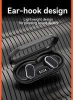 AliSelect X97 Earbud Digital Display OWS Nirkabel BT dengan Peredam Kebisingan ENC, Headset Gaming, Earphone Sport Model Gantung