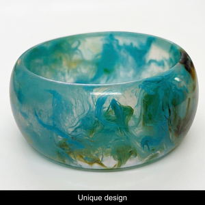 Bracelet jonc bohème en résine MN Exports, motif marbré turquoise bleu-vert, bijoux de mode pour femme, cadeau - Product Image 6