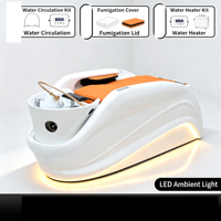 Lit de lavage de luxe en fibre de verre avec chauffe-eau intégré pour thérapie capillaire, lit de massage spa pour centre de beauté et salon de coiffure