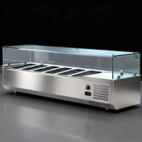 Réfrigérateur de comptoir en acier inoxydable de 1,4 m pour cuisine et restaurant, avec refroidissement direct, vitrine de présentation et bar à salades