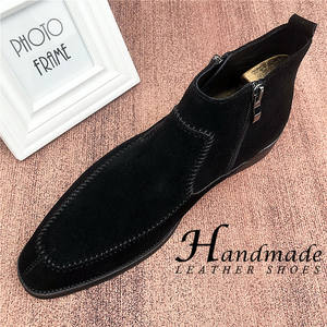 Botas Chelsea de caña alta informales de cuero para hombre, botas cortas de cuero genuino con cremallera, botas retro estilo Martin - Product Image 3