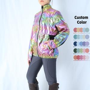 Chaqueta de equitación deportiva para mujer con cuello alto, transpirable, de malla, con cremallera completa, en colores vibrantes. - Product Image 3