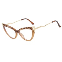 Nouvelles Lunettes Optiques Triangle Cat Eye Anti-Lumière Bleue Élégantes Simples Motif Léopard pour Ordinateur