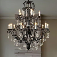 Design européen Villa élégante Escalier Loft Grande bougie K9 Cristal Château Extra Large Lustre Éclairage