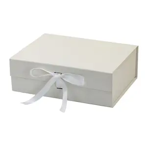 Luxury wedding keepsake folding ivory bridesmaid magnetic gift box with lid