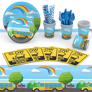 Les fournitures de fête du retour à l'école <span class=keywords><strong>pour</strong></span> enfants de la <span class=keywords><strong>maternelle</strong></span> comprennent de la vaisselle jetable telle que des assiettes en papier et des gobelets en papier - Product Image 2