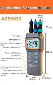 <span class=keywords><strong>Appareil</strong></span> de test de la qualité de <span class=keywords><strong>l</strong></span>'eau multiparamètres étanche AZ86032 ODO/ PH/ COND./ SALT/TDS/Temp/EC - Product Image 2