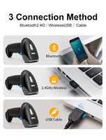 Lecteur de codes-barres 2D sans fil compact, interface USB, haute vitesse, 250 scans/s, économique pour une capture rapide des données de vente au détail (en stock)