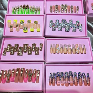 Bán Buôn 10Pcs Hand Painted Gel Báo Chí Móng Tay Đẹp Sang Trọng Handmade Acrylic Móng Tay Báo Chí Trên Chất Lượng Cao - Product Image 4