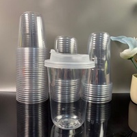 Gobelets en plastique PET givré en gros pour usine, en forme de U, 10/12/14/16/18/20 oz, avec couvercles pour desserts et glaces