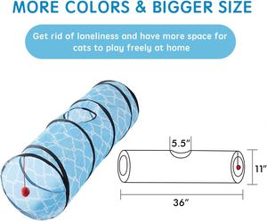 อุโมงค์แมวแบบตรง ของเล่นแมวในบ้าน เตียงอุโมงค์แมวแบบพับได้ ของเล่นแมวแบบมีลูกบอล - Product Image 4