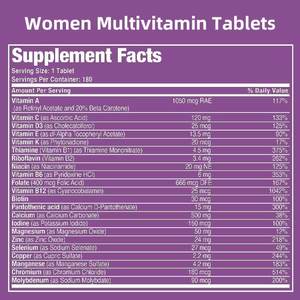 Tabletas multivitamínicas para mujeres Apoya la buena salud general y el bienestar Gestión del metabolismo Salud del corazón Suplemento multimineral - Product Image 3