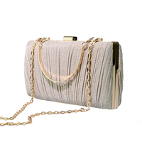 Pochette de Soirée Plissée Scintillante de Luxe pour Femme avec Cadre Métallique, Sac à Main pour Mariage et Fête, Or Argent, Vente en Gros