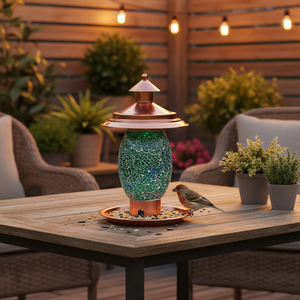 Comedero para Pájaros Colgante de Mosaico de <span class=keywords><strong>Vidrio</strong></span> Hecho a Mano, Estilo Rústico Moderno, para Decoración de Jardín Exterior - Product Image 1