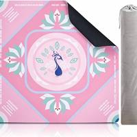 Tapis de mahjong américain professionnel pour 4 joueurs, motif paon rose, mandala, lotus, sac de transport, antidérapant, en caoutchouc, imperméable, jeu de table