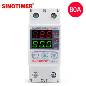 110V 120V 80A hogar Dual pantalla LED de voltaje ajustable Dispositivo de vigilancia de relé con protección contra sobrecorriente