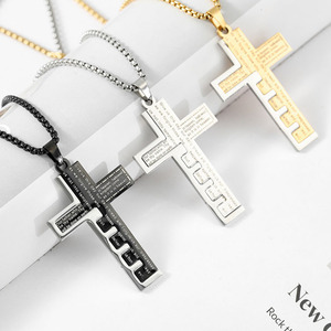Grande ciondolo a croce inciso con <span class=keywords><strong>la</strong></span> <span class=keywords><strong>preghiera</strong></span> <span class=keywords><strong>del</strong></span> signore nostro padre S. Collana d'oro in acciaio Christian regalo unico <span class=keywords><strong>giorno</strong></span> di compleanno regalo per gli uomini - Product Image 4