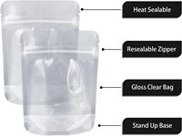 Refermable Ziplock Doypack Stand up Pouch Sac d'emballage alimentaire en plastique transparent avec fermeture éclair