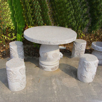 Décoration de jardin, tables et chaises en pierre de granit, ensembles de meubles de jardin en pierre de style japonais