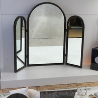 Miroir de table intérieur de la maison 91.44*3.18*76.2CM pliable en métal noir pliant arc miroir de fenêtre pour le salon