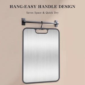 Tabla de cortar de acero inoxidable de doble cara Tabla de cortar de titanio personalizada Snijplank de titanio con mango cómodo - Product Image 5