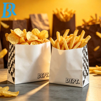 Sac en papier personnalisé pour frites, sandwichs, emballage alimentaire, papier alimentaire résistant à la graisse, sac à emporter pour chips et popcorn