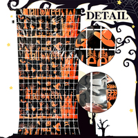 Rideau à franges en aluminium orange pour Halloween, toile de fond à franges pour maison hantée, séparateur d'espace effrayant pour fête et décoration intérieure