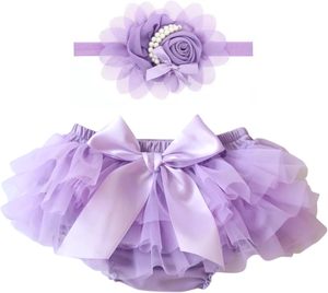 Falda Tutú <span class=keywords><strong>Rosa</strong></span> para Bebé Niña con Cubrepañal y 2 Diademas - Tutú Suave y Esponjoso con Cintura Elástica 50% Tul Algodón para Bebés con Lazo y Volantes - Product Image 5