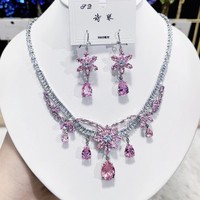 Parure de bijoux de mode pour banquet, collier et boucles d'oreilles en strass pour mariage et bal de promo, accessoires de mariée, ensemble collier en zircon pour femme