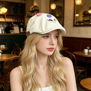 Béret en jean brodé mignon pour femme, léger et respirant, style casquette de <span class=keywords><strong>peintre</strong></span> |   Style sportif de plage pour affiner le visage - Product Image 2