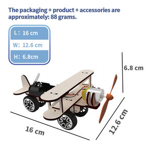 Planeador biplano de madera Diy, materiales hechos a mano, Kit de vástago educativo, Avión de rodaje eléctrico de madera, juguete para niños - Product Image 5