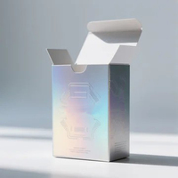 Boîte en papier personnalisée avec logo en relief, pour soins personnels, conception gratuite, emballage d'expédition, boîte holographique argentée pour gloss à lèvres