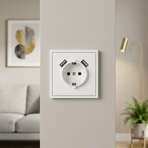 Módulo de Pared para Instalar, Estándar Europeo, Marco de Plástico Blanco, Enchufe, Interruptor de Luz, Botón, Función Combinada, Enchufe de Alimentación - Product Image 3