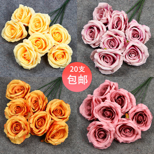 Bouquet de roses artificielles en soie, 7 têtes, décoration de mariage, accessoires pour la maison - Product Image 2