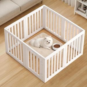 Corrales para perros pequeños, área de juego interior, fácil de montar, forma cuadrante, valla de plástico blanca para mascotas, para sala de estar o balcón. - Product Image 1