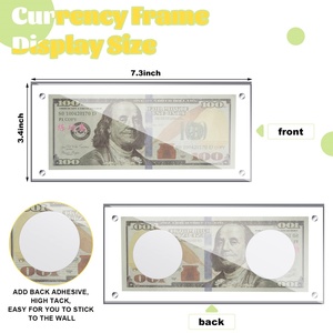 Cadre porte-billets en acrylique transparent personnalisé, étui pour billets de banque, logo personnalisé, collectionneurs, 3-5 mm, YAGELI YGL-304 - Product Image 6