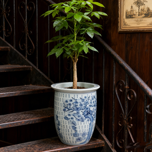 Maceta de Porcelana Azul y Blanca China, Macetero Grande de Cerámica con Diseño de Flores de <span class=keywords><strong>Ciruelo</strong></span> para Decoración de Plantas de Interior - Product Image 1