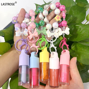 Bonito tubo exprimidor de plástico rosa para brillo de labios Esencia de labios <span class=keywords><strong>Lipoil</strong></span> contenedor vacío con llavero embalaje cosmético para forma líquida - Product Image 5