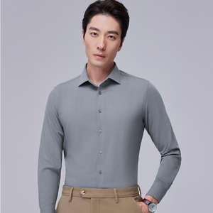 Мужская хлопковая шерстяная эластичная рубашка с длинным рукавом - Product Image 4