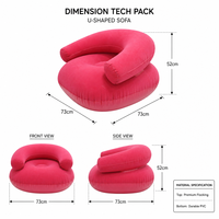 Canapé gonflable ergonomique en PVC floqué épaissi avec accoudoirs, fauteuil inclinable individuel en forme de U pour la maison et les voyages