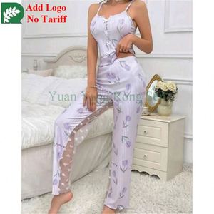 Set di pigiami da donna in pizzo a maniche lunghe - Product Image 2