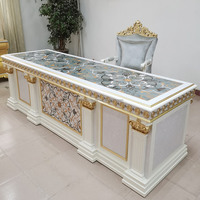 Bureau de direction de luxe baroque français meubles de maison classiques européens en bois massif avec coque de sculpture sur bois pour table d'écriture
