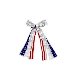 Nœud de cheveux <span class=keywords><strong>en</strong></span> tissu lumineux LED personnalisé à motif imprimé pour la Fête <span class=keywords><strong>Nationale</strong></span>, accessoires de cheveux pour filles pour les fêtes - Product Image 3